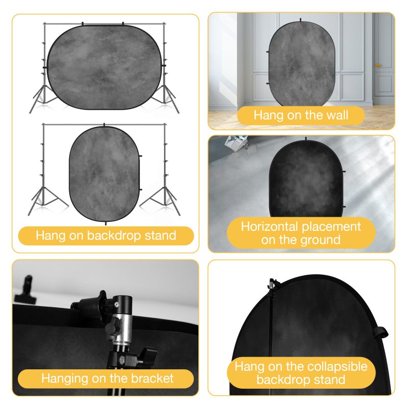 Kate Collapsible Backdrop Pop up Photo Backdrops Folded Grey Black for Photography, for Video, for Broadcast, 5x6.5ft - Image 4